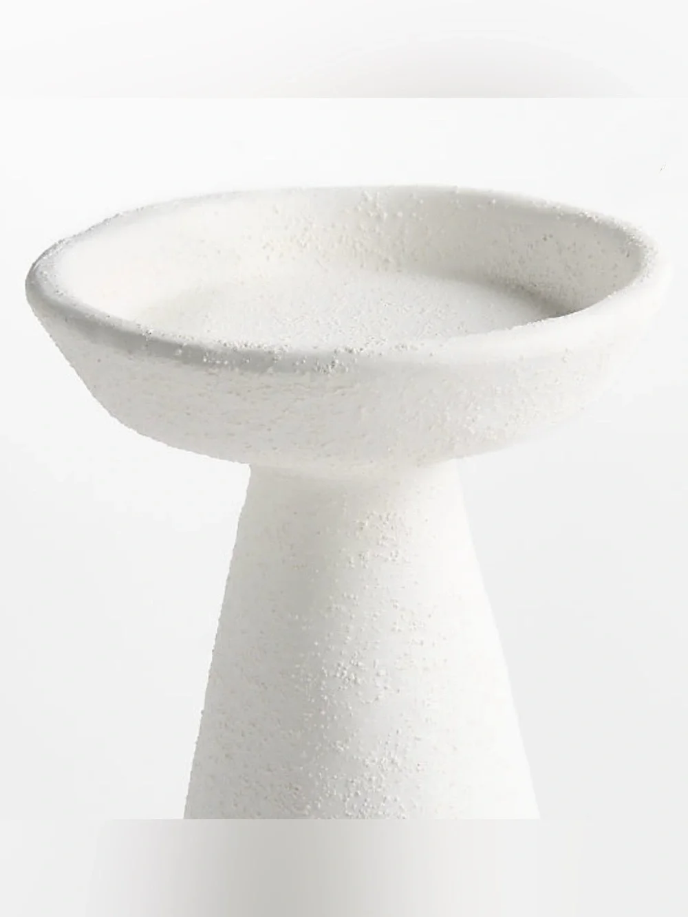New! Crate&Barrel Minimal White Textured Ceramic Pillar Candle Holder LARGE